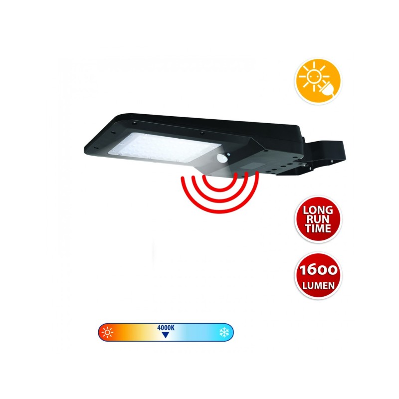 CRUISER - Lampadaire à charge solaire 15W (1600lm) avec détecteur de mouvement