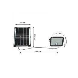 CUBE - Projecteur LED solaire 4800 lumens, avec détecteur de présence. Panneau solaire à distance