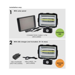 INCA - 1600 Lumen LED-Scheinwerfer mit Solarladung und Bewegungsmelder