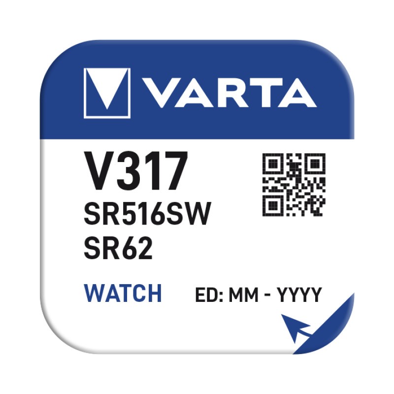 V317/SR62 Pfahlbouton VARTA SILBER, 1 Stk.